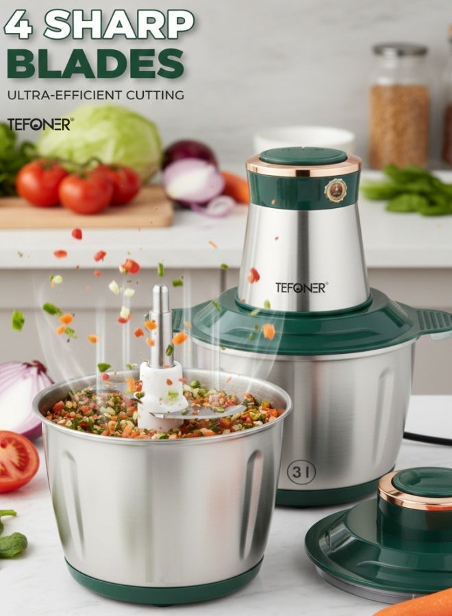 تيفونر مفرمة لحم وقطاعة خضار كهربائيه قوية بأربع شفرات. فرامة كهربائية بقوة 1000 واط. مفرمه لحم كهربائية بشفرات من الاستانل ستيل القوي المقاوم لصداء. فرامة لحم بسعة 3  لتر. فرامة خضار سهلة التنظيف. - Image 5